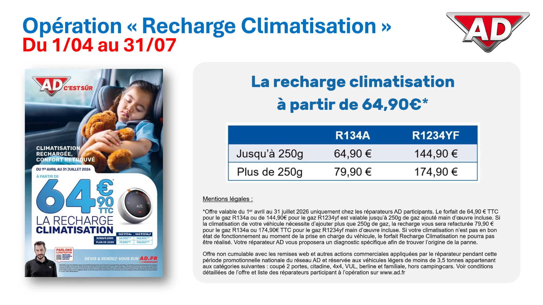 RECHARGE CLIMATISATION 64.90 €